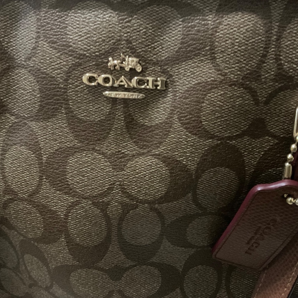 Coach Medium  “C”  Tote Brown and Tan - Picture 5 of 8